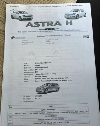 Opel Astra cena 18900 przebieg: 246386, rok produkcji 2007 z Częstochowa małe 254